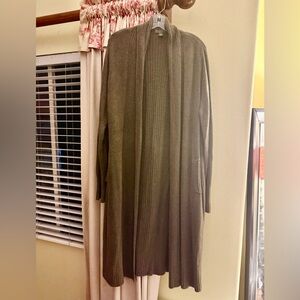 Barefoot Dreams Olive Green Long Cardigan With Pockets Size 1x
